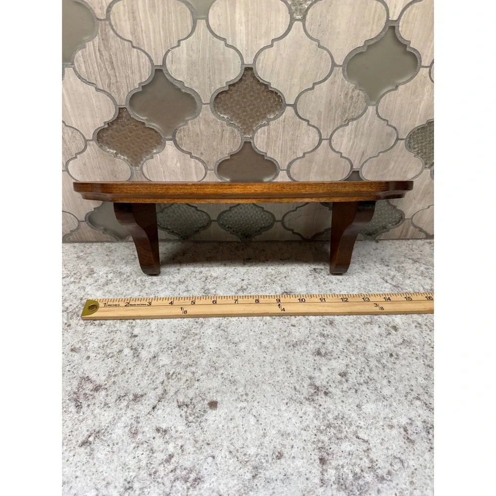Vintage Brown Wood Wall Floating Shelf with Plate Groove 15.5 Inch